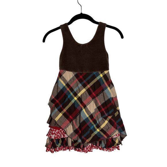 Plaid Patchwork Girls Dress By Eliane Et Lena Paris - Picture 5 of 7